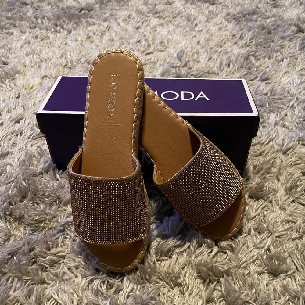 Rose Gold Bling Slide Sandals